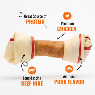 Show full view: Good 'n' Fun Triple Flavor 8-in Pork, Beef & Chicken Dog Treat Chew Bones, 1 count slide 4 of 7
