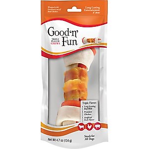 Good 'n' Fun Triple Flavor 8-in Pork, Beef & Chicken Dog Treat Chew Bones, 1 count