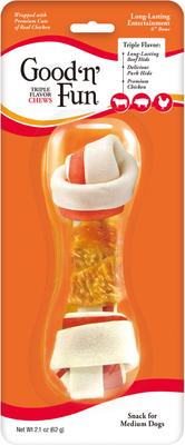 Show full view: Good 'n' Fun Triple Flavor 6-in Pork, Beef & Chicken Dog Treat Chew Bones, 1 count slide 3 of 9