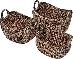 happimess Nellie Farmhouse Classic Handwoven Hyacinth Storage Boat Baskets with Handles, Brown, 3 count slide 1 of 7