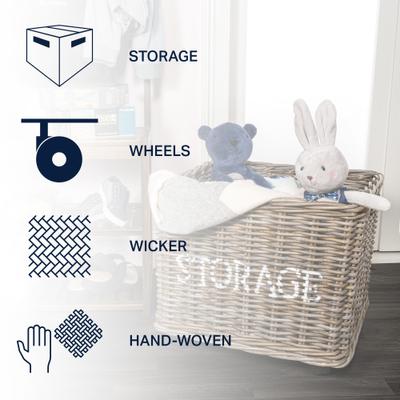 Show full view: happimess Yael Coastal Hand-Woven Rattan Storage Basket, Kubu Gray slide 3 of 10