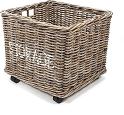 happimess Yael Coastal Hand-Woven Rattan Storage Basket, Kubu Gray