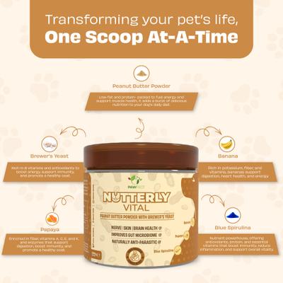 Show full view: Pawfect Nutterly Vital All Natural Grain-Free Peanut Butter Powder with Brewer's Yeast Dog Food Topper, 8.81-oz jar slide 4 of 9