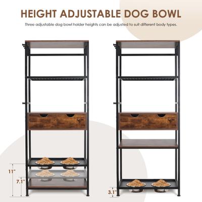 Show full view: Yafylly 3 Height Adjustable Feeding Station Elevated Dog Bowls, Brown slide 6 of 9