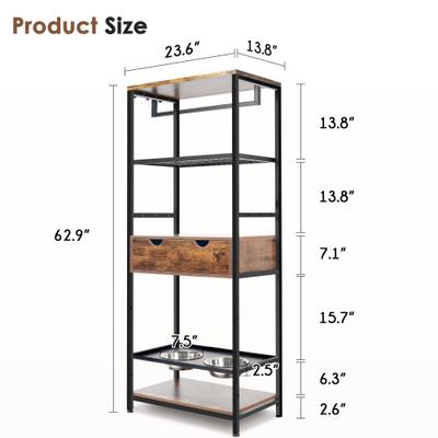 Show full view: Yafylly 3 Height Adjustable Feeding Station Elevated Dog Bowls, Brown slide 3 of 9