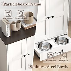 Yafylly Feeding Station with Storage Elevated Dog Bowl, White slide 2 of 9