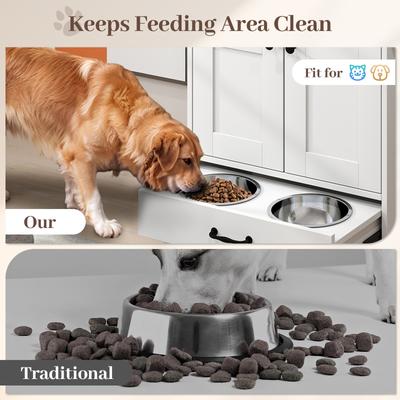 Show full view: Yafylly Feeding Station with Storage Elevated Dog Bowl, White slide 8 of 10