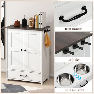 Show full view: Yafylly Feeding Station with Storage Elevated Dog Bowl, White slide 7 of 10