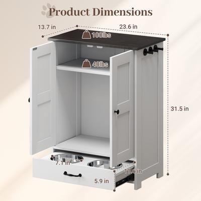 Show full view: Yafylly Feeding Station with Storage Elevated Dog Bowl, White slide 6 of 10