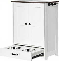 Yafylly Feeding Station with Storage Elevated Dog Bowl, White