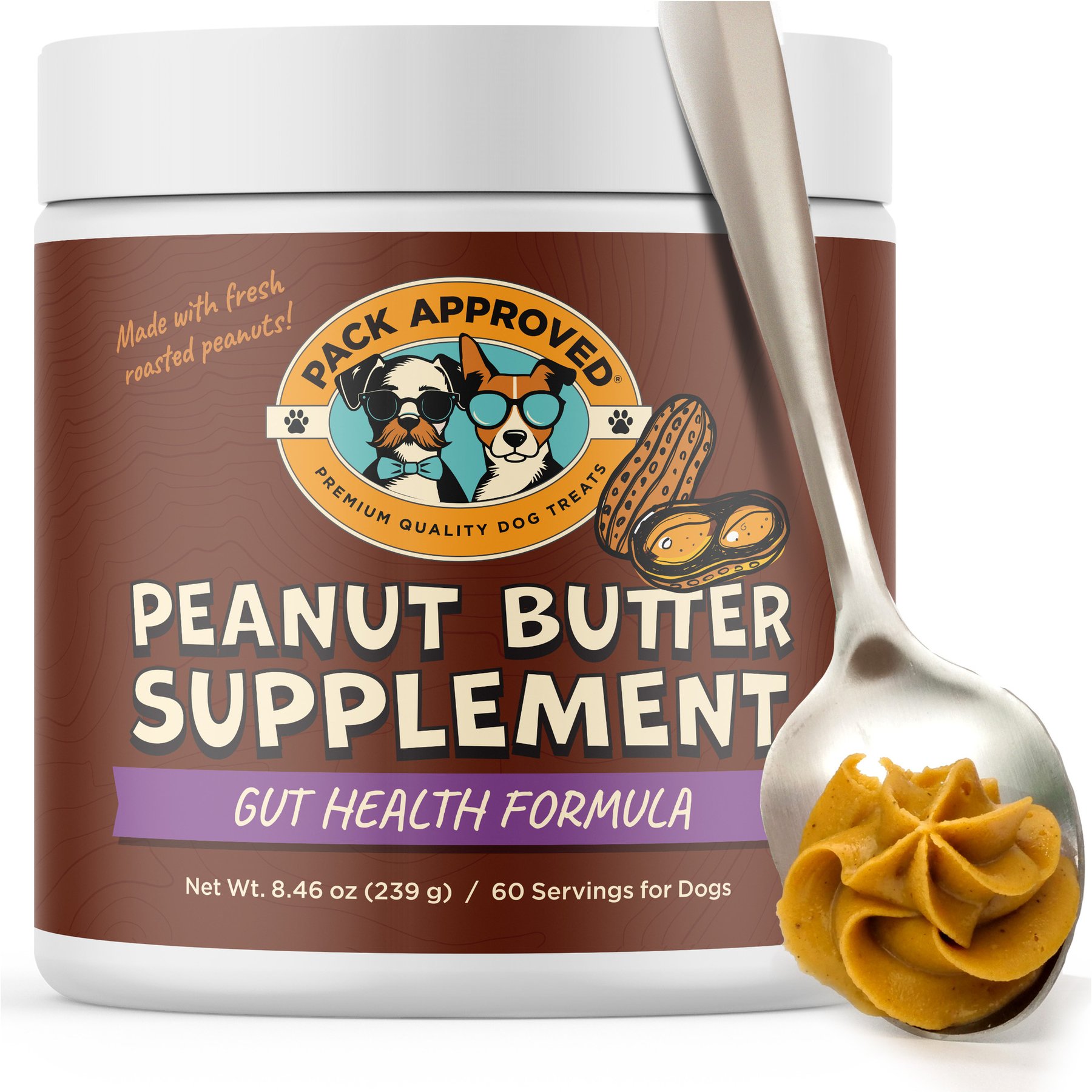 Pack Approved Peanut Butter Prebiotic Digestive Aid for Dogs, 8.46-oz