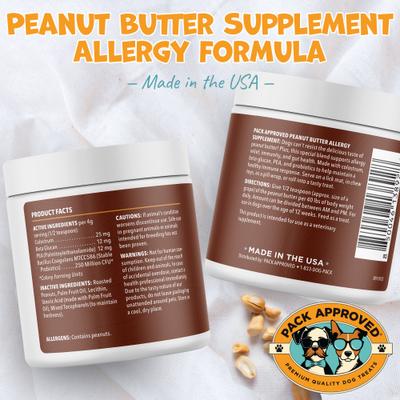 Show full view: Pack Approved Peanut Butter Allergy Supplement with Colostrum for Dogs, 8.46-oz slide 7 of 8