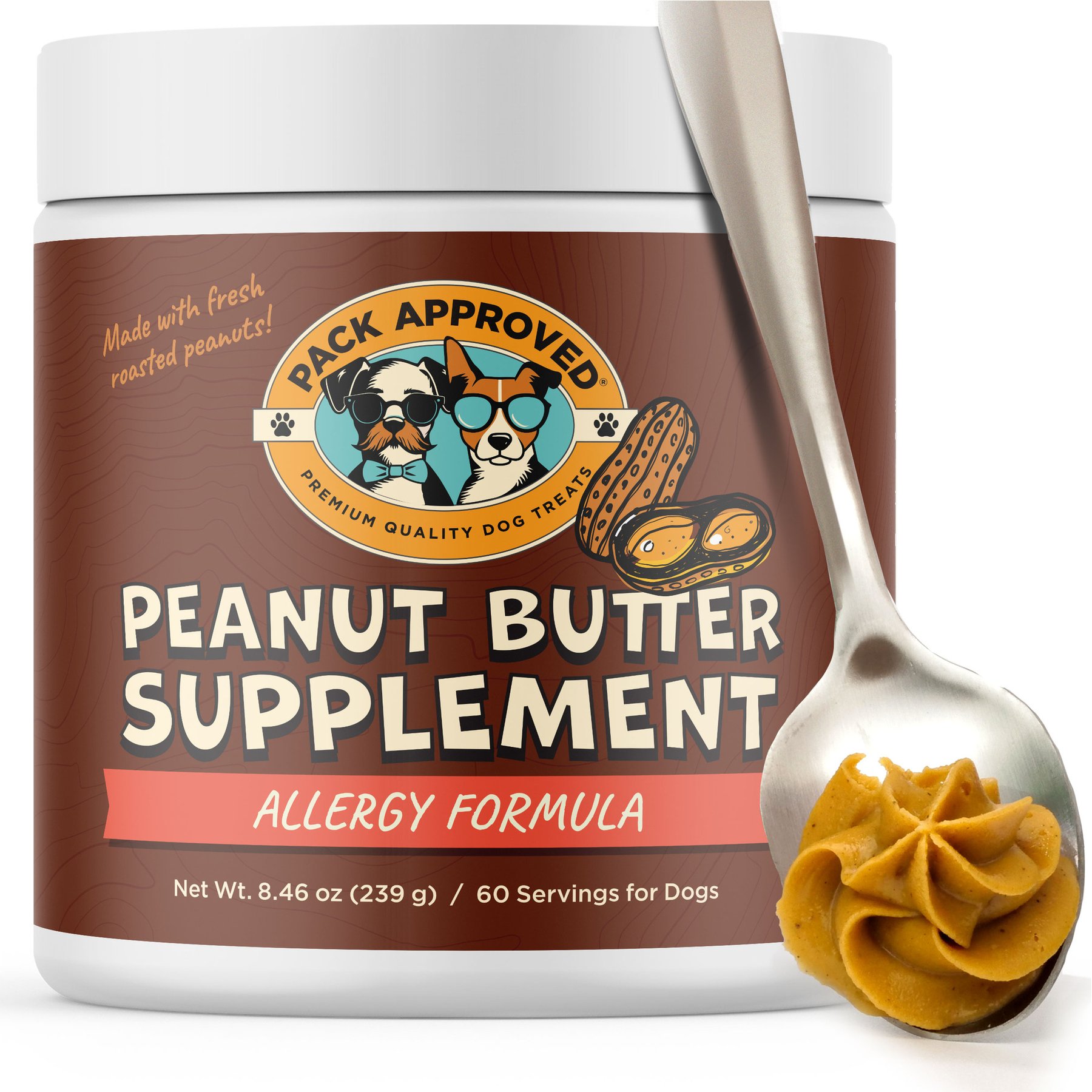 Pack Approved Peanut Butter Allergy Supplement with Colostrum for Dogs, 8.46-oz