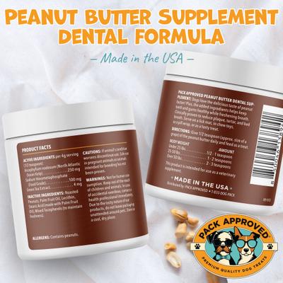 Show full view: Pack Approved Peanut Butter Dental Supplement for Dogs, 8.46-oz slide 7 of 8