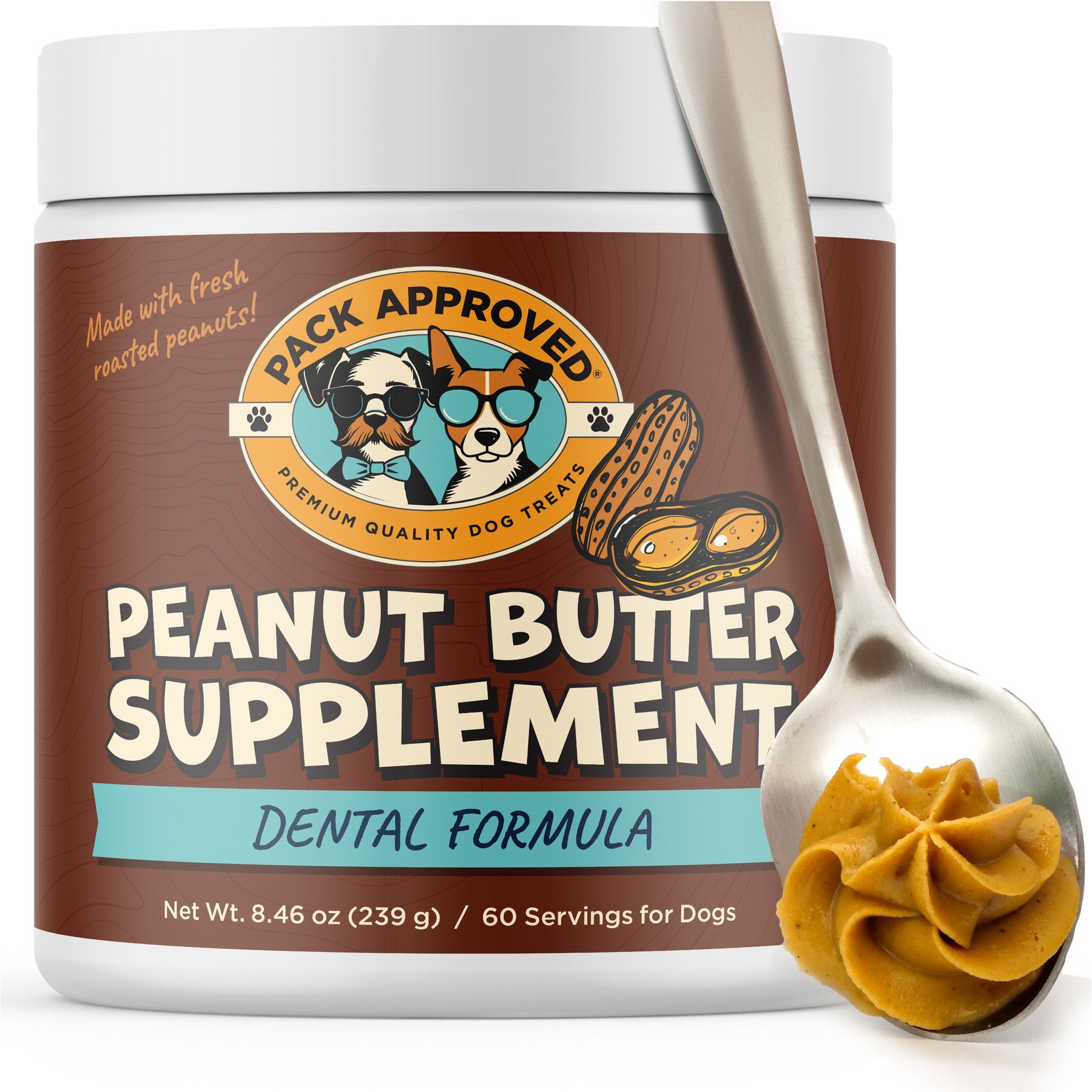 Pack Approved Peanut Butter Dental Supplement for Dogs, 8.46-oz