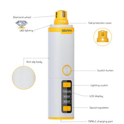 Show full view: LILIPRO PG102 Cordless 3-Speed Nail Grinder for Large Pets, White slide 3 of 9