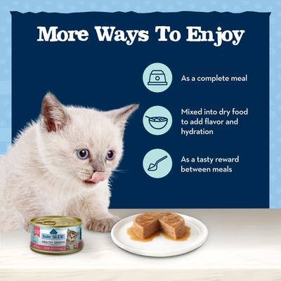 Show full view: Blue Buffalo Baby Blue Healthy Growth Formula Grain-Free High Protein Salmon Recipe Kitten Wet Food, 3-oz cans, case of 24 slide 8 of 10