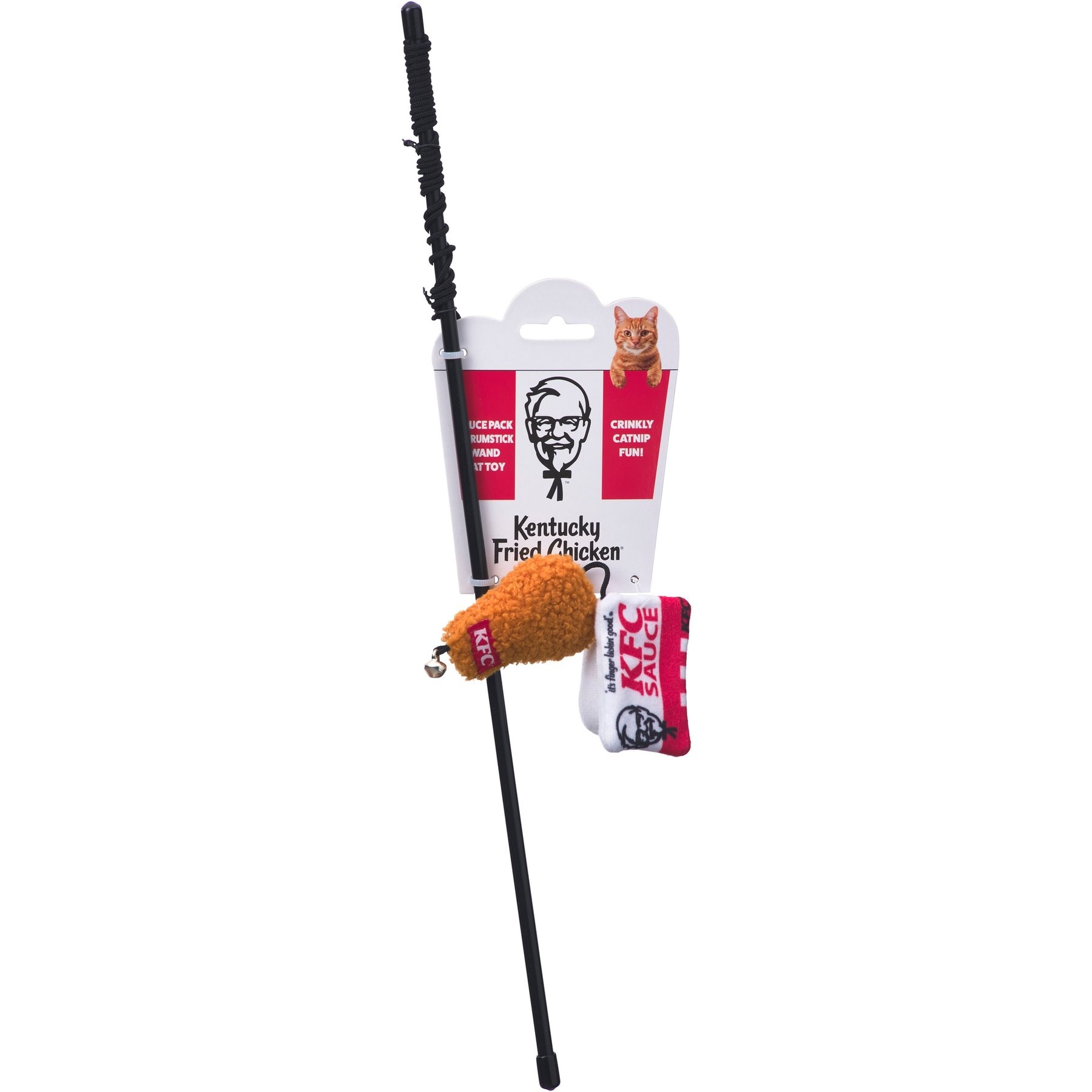 Spot Kentucky Fried Chicken Sauce Count & Drumstick Wand Cat Toy w/ Catnip