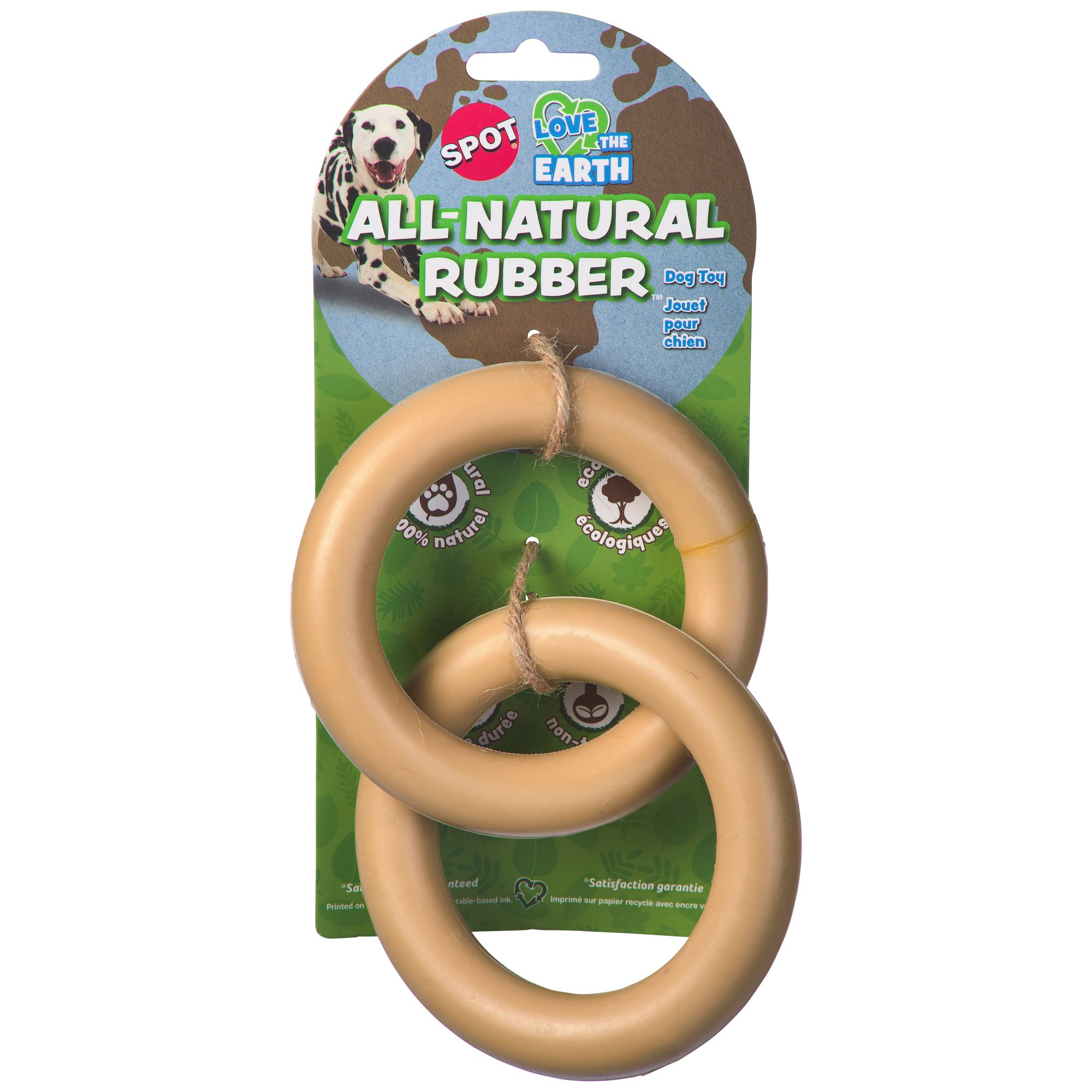 Spot Ethical Products Spot Love The Earth Natural Rubber Double Ring Dog Toy, 5.5-in
