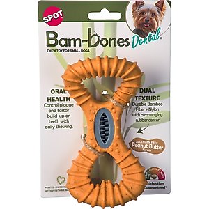Spot Ethical Products Spot Bambone Denatl Bridge Peanut Butter Dog Toy, 6-in