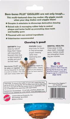 Show full view: Spot Ethical Products Spot Bambone+ Giggler Dumbell Peanut Butter Dog Toy, 5.5-in slide 2 of 4