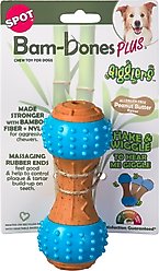 Spot Ethical Products Spot Bambone+ Giggler Dumbell Peanut Butter Dog Toy, 5.5-in