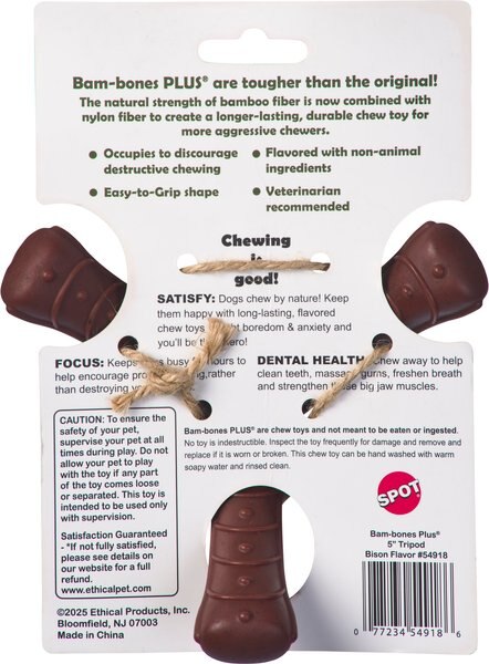 Spot Ethical Products Spot Bambone+Tripod Bison Dog Toy
