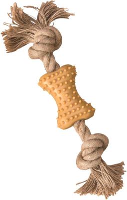 Show full view: Spot Ethical Products Spot Love The Earth Natural Rubber Bone w/ Rope Dog Toy, 7-in slide 3 of 4