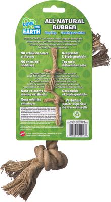 Show full view: Spot Ethical Products Spot Love The Earth Natural Rubber Bone w/ Rope Dog Toy, 7-in slide 2 of 4