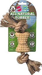 Spot Ethical Products Spot Love The Earth Natural Rubber Bone w/ Rope Dog Toy, 7-in