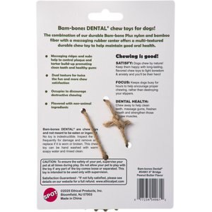 Spot Ethical Products Spot Bambone Denatl Bridge Peanut Butter Dog Toy, 6-in