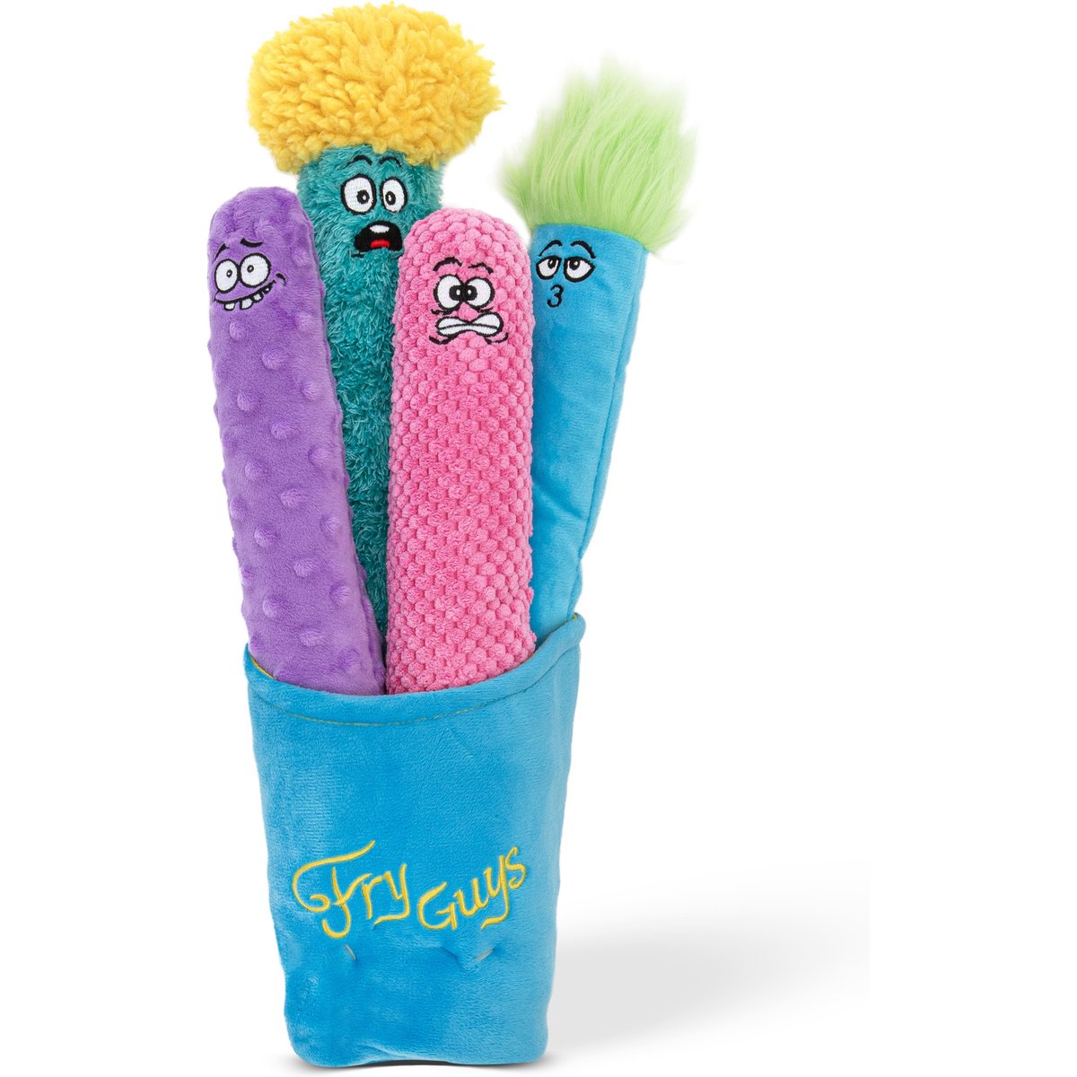 GURU Fry Guys Squeaky Crinkle Plush Dog Toys Set, Medium, 5 count