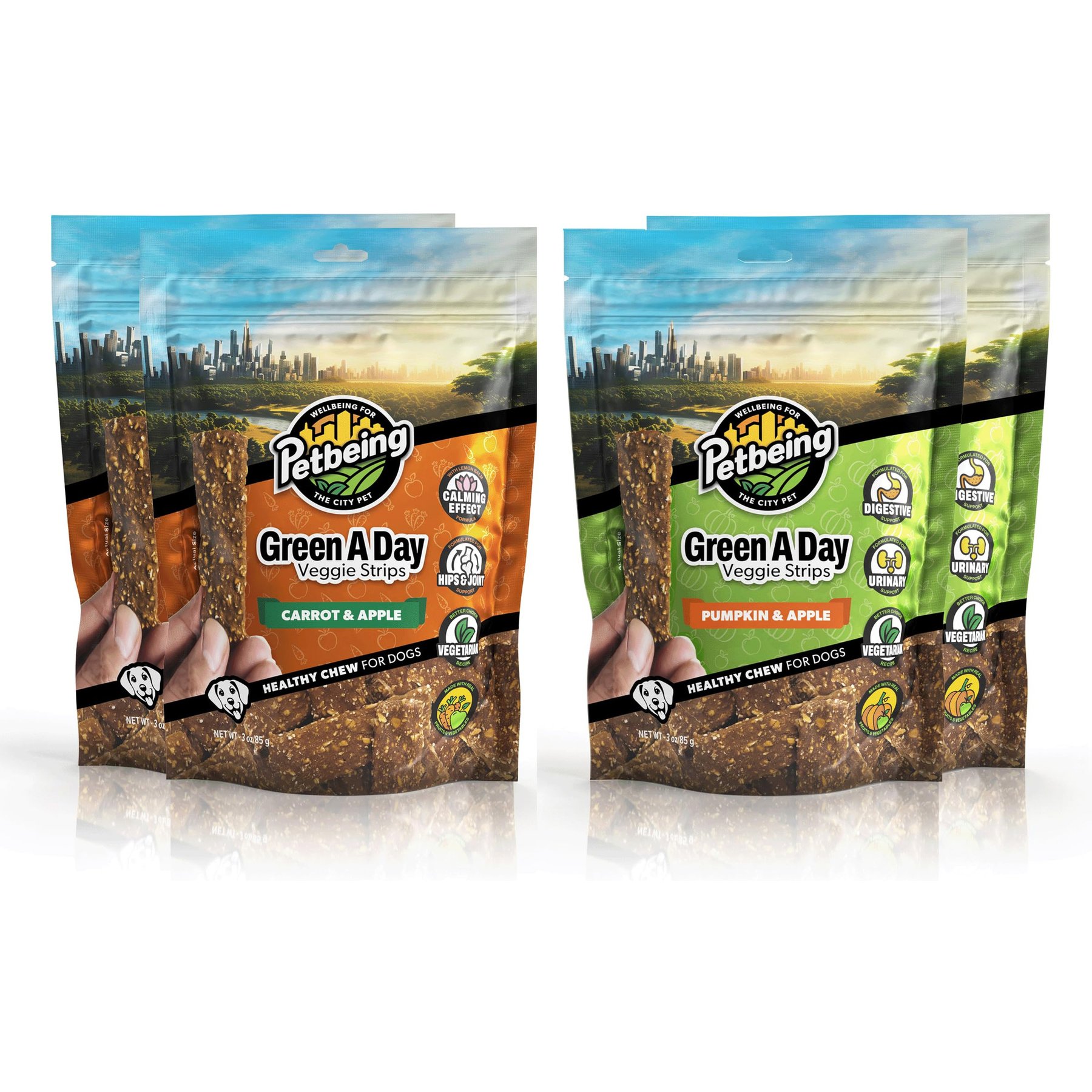 PetBeing Healthy Vegetarian Mix Flavours Pack Chew Supplement for Dogs, 3-oz bag, case of 4