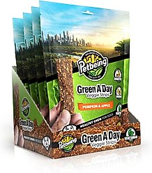 PetBeing Green a Day Veggie Strips Pumpkin & Apple Vegetarian Supplement Chew for Dogs, 3-oz bag, case of 4