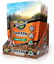 PetBeing Green a Day Veggie Strips Carrot & Apple Vegetarian Supplement Chew for Dogs, 3-oz bag, case of 4