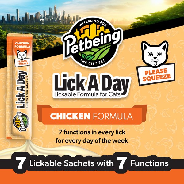 PetBeing Lick a Day 7-in-1 Functions Lickable Chicken Puree Supplement for Cats