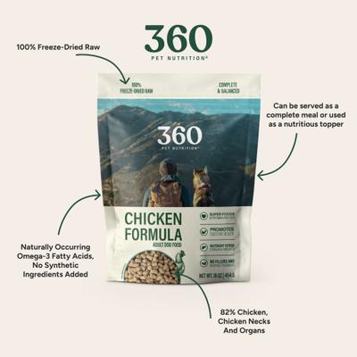 Show full view: 360 Pet Nutrition Chicken Grain-Free Adult Raw Freeze-Dried Dog Food, 48-oz bag slide 7 of 9