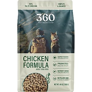 360 Pet Nutrition Chicken Grain-Free Adult Raw Freeze-Dried Dog Food, 48-oz bag