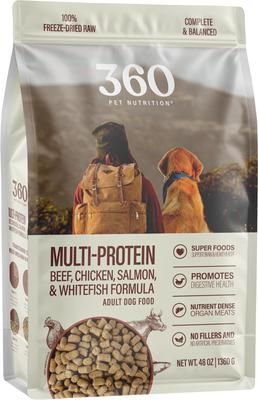 Show full view: 360 Pet Nutrition Multi-Protein Grain-Free Adult Raw Freeze-Dried Dog Food, 48-oz bag slide 4 of 9