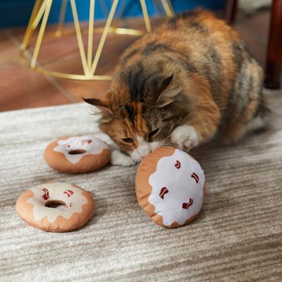 Show full view: Frisco Fall Maple Bacon Donut Plush Cat Toy with Catnip, 3 count slide 3 of 4