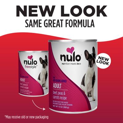 Show full view: Nulo Adult Grain-Free Beef, Peas, & Carrots Recipe Wet Pate Canned Dog Food, 13-oz, case of 12 slide 4 of 13