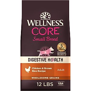 Wellness CORE Digestive Health Wholesome Grains Chicken & Brown Rice Recipe Small Breed Dry Dog Food, 12-lb bag