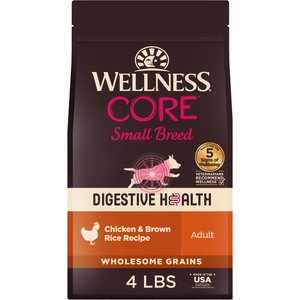 Wellness CORE Digestive Health Wholesome Grains Chicken & Brown Rice Recipe Small Breed Dry Dog Food, 4-lb bag