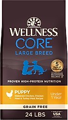 Wellness CORE Grain-Free Large Breed Puppy Deboned Chicken Recipe Dry Dog Food, 24-lb bag