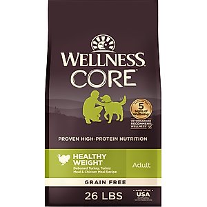Wellness CORE Grain-Free Healthy Weight Turkey & Chicken Dry Dog Food, 26-lb bag