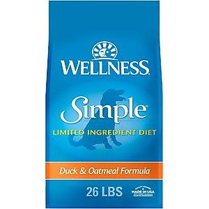 Wellness Simple Limited Ingredient Diet Duck & Oatmeal Formula Dry Dog Food, 26-lb bag