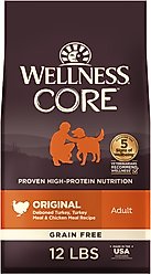 Wellness CORE Grain-Free Original Deboned Turkey, Turkey Meal & Chicken Meal Recipe Dry Dog Food, 12-lb bag