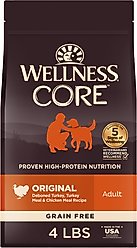Wellness CORE Grain-Free Original Deboned Turkey, Turkey Meal & Chicken Meal Recipe Dry Dog Food, 4-lb bag slide 1 of 8