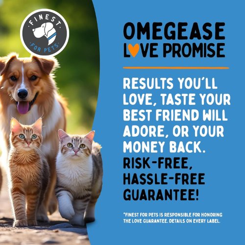 Show full view: Finest for Pets Omegease Omega-Rich Fish Oil Dog & Cat Supplement, 32-fl oz bottle slide 7 of 11