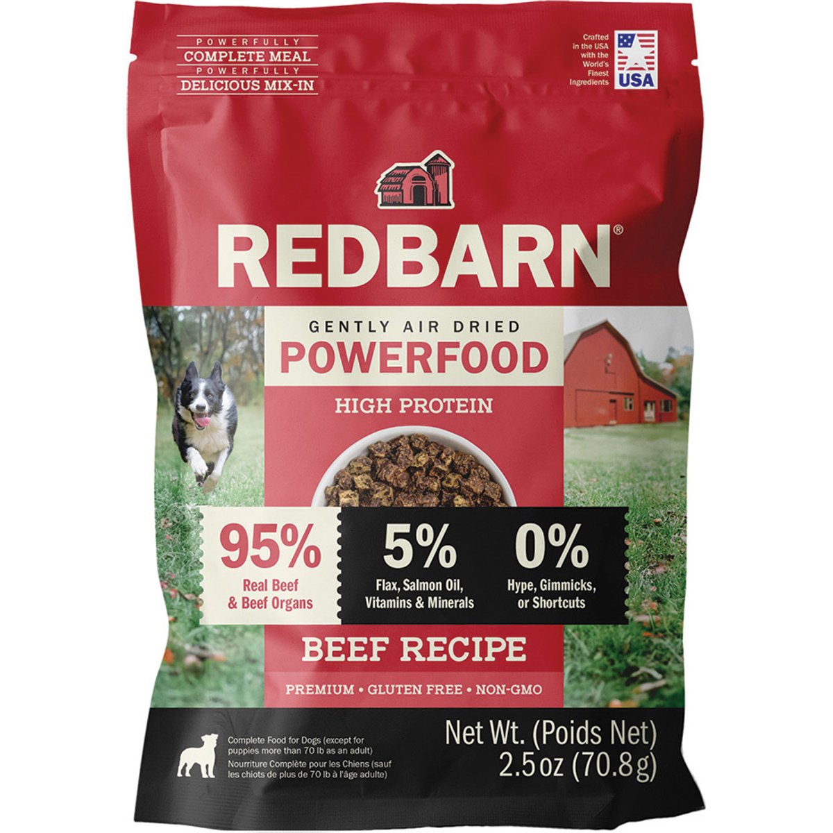 Redbarn Powerfood Beef High Protein Grain-Free Gently Air Dried Dog Food, 2.5-oz bag